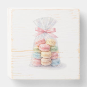 Watercolor Macarons in Clear Bag Wall Art Wooden Box Sign