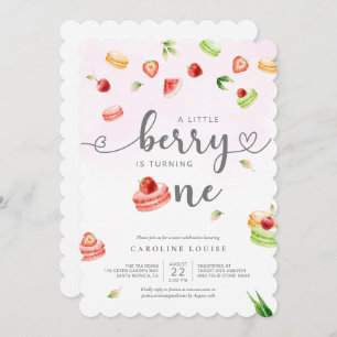 Watercolor Macarons Little Berry Baby Shower Invit Invitation