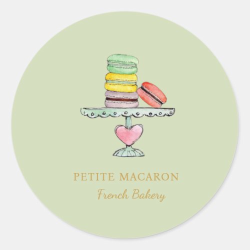 Watercolor Macarons mint green bakery  Classic Round Sticker