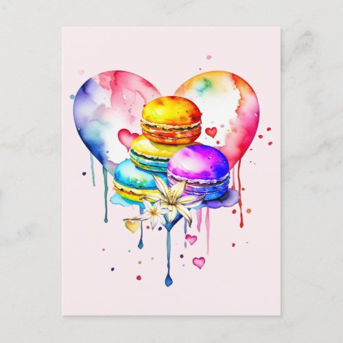 Watercolor Macarons Postcard