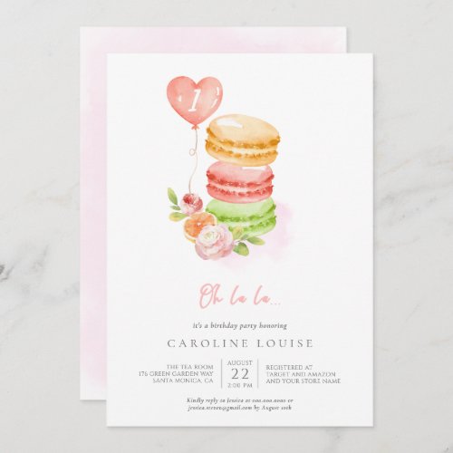 Watercolor Macaroons Baby Birthday Party Invitatio Invitation