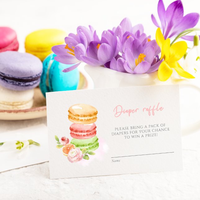 Watercolor Macaroons Baby Shower Diaper Raffle Enc Enclosure Card (Creator Uploaded)