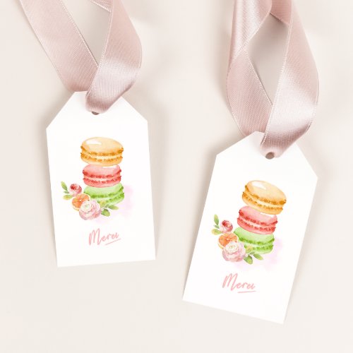 Watercolor Macaroons Baby Shower Gift Tags