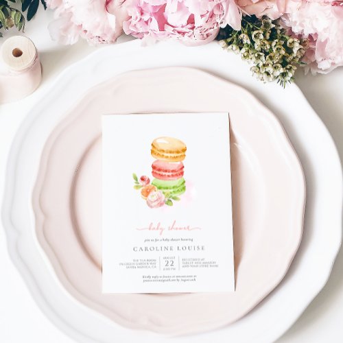 Watercolor Macaroons Baby Shower invitation