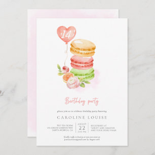 Watercolor Macaroons Birthday Party Invitation