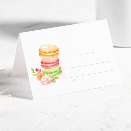 Watercolor Macaroons Place Card