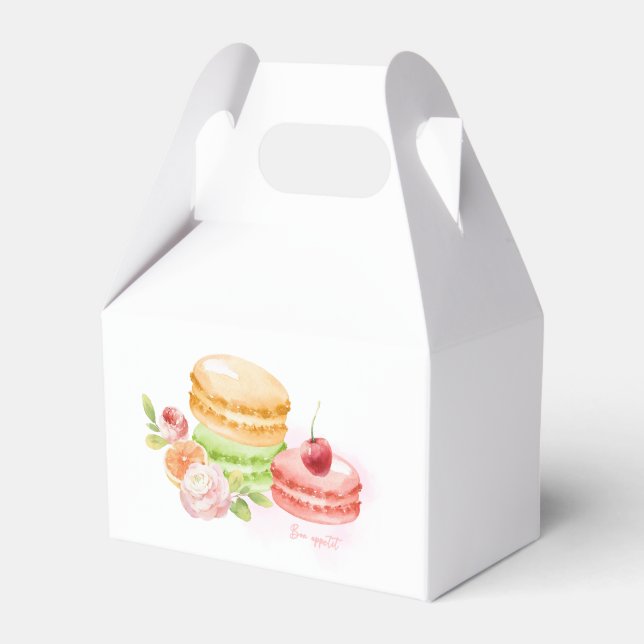 Watercolor Macaroons With Cherry Favor Boxes (Front Side)