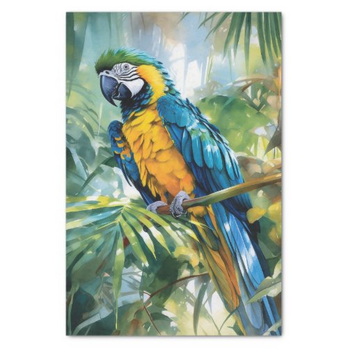 Watercolor Macaw Tropical Decoupage Tissue Paper