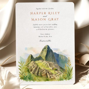Watercolor Machu Picchu Peru Wedding Invitation