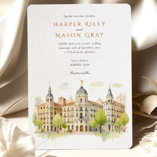 Watercolor Madrid Spain Destination Wedding Invitation