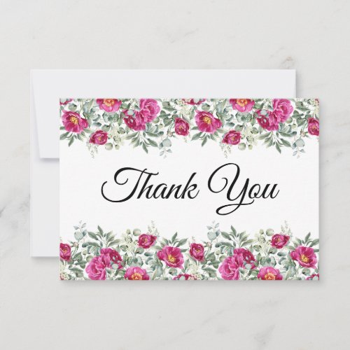 Watercolor Magenta Peonies 50th Birthday Thank You Card