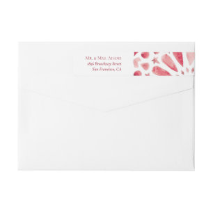 Watercolor Magenta Tile Pre-Addressed Return Wrap Around Label