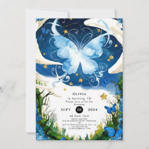 Watercolor Magic Butterfly Birthday Invitation