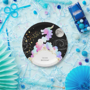 Watercolor Magic Dragon Birthday Paper Plates