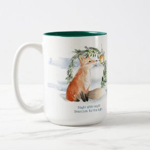 Watercolor Magic Fox In Winter Wonderland Two-Tone Coffee Mug