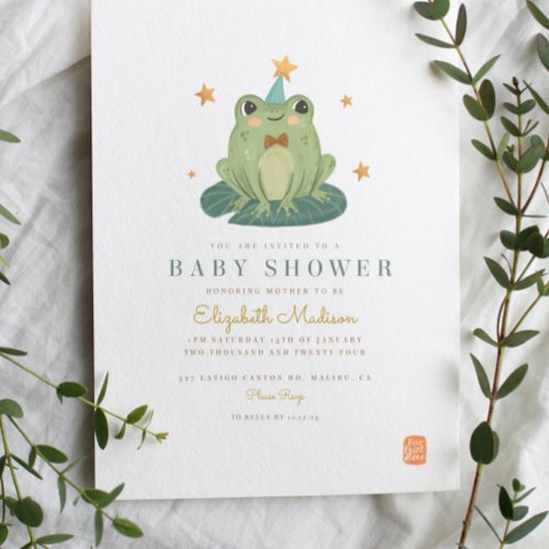 Watercolor Magic Frog  Baby Shower Invitation
