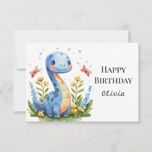 Watercolor Magical Dinosaur Birthday Card