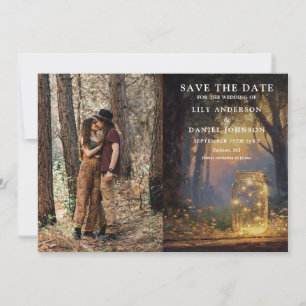 Watercolor Magical Forest Mason Jar Wedding Photo Save The Date