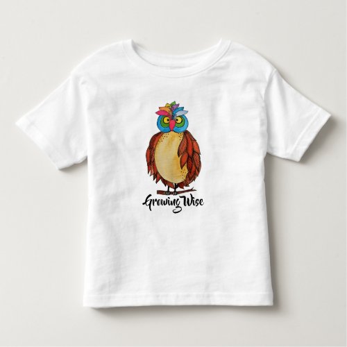 Watercolor Magical Owl With Rainbow Feathers Toddler T_shirt