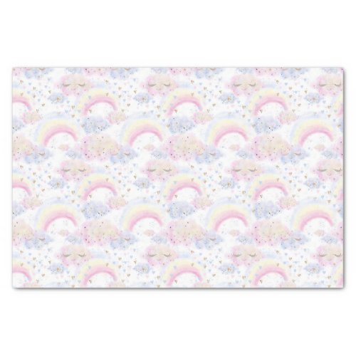 Watercolor Magical Rainbows and Clouds Glitter Tissue Paper