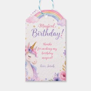 Watercolor Magical Unicorn Birthday Gift Tags