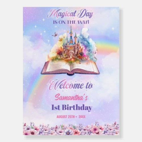 Watercolor Magical Unicorn Pastel Rainbow Birthday Foam Board