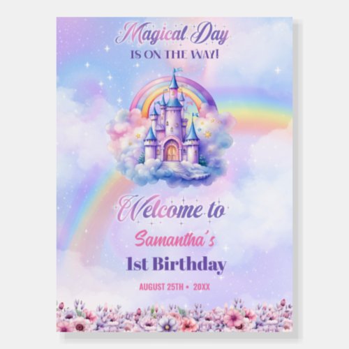 Watercolor Magical Unicorn Pastel Rainbow Birthday Foam Board