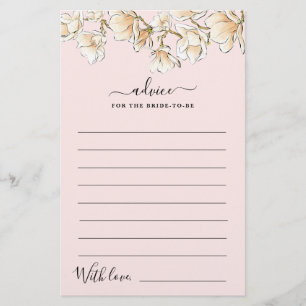 Watercolor Magnolia Advice for Bride Card
