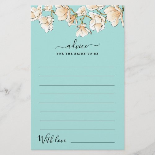 Watercolor Magnolia Advice for Bride Card