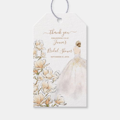 Watercolor Magnolia Bride Bridal Shower Gift Tags