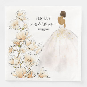 Watercolor Magnolia Bride Bridal Shower Paper Dinn Paper Dinner Napkins