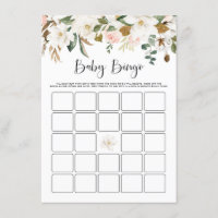 Watercolor Magnolia Cotton Baby Shower Bingo Game Enclosure Card