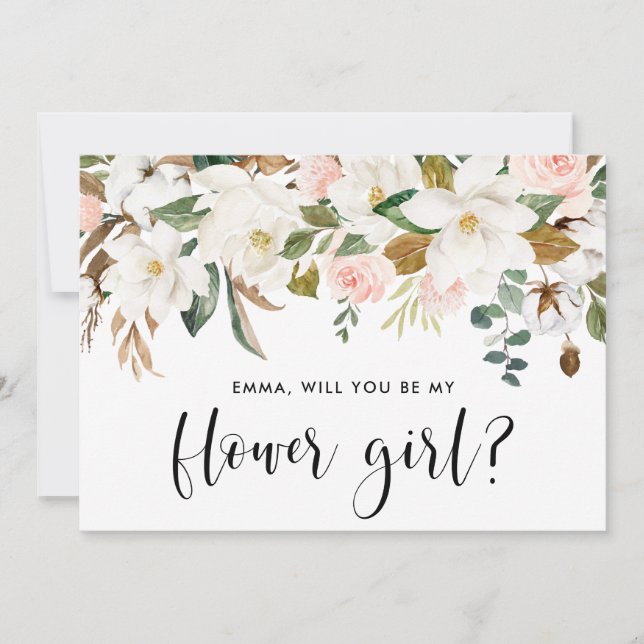 Watercolor Magnolia Cotton Garland Flower Girl (Front)