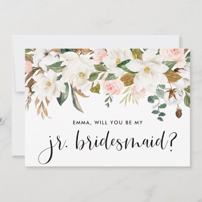 Watercolor Magnolia Cotton Garland Jr. Bridesmaid (Front)