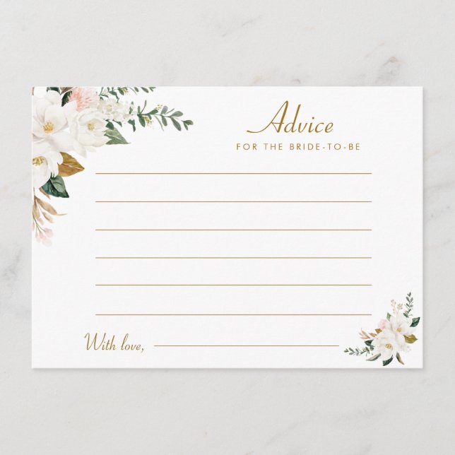 watercolor magnolia floral advice card (Front)