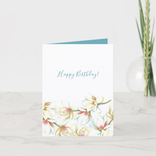 Watercolor Magnolia Floral Birthday Card