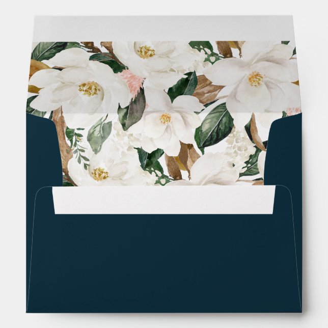 Watercolor magnolia floral envelope (Back (Bottom))