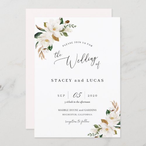 Watercolor Magnolia Floral Invitation