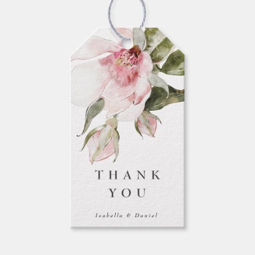 Watercolor Magnolia Floral Wedding Thank You Gift Tags