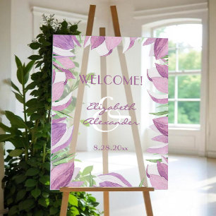 Watercolor Magnolia Floral Wedding Welcome Acrylic Sign