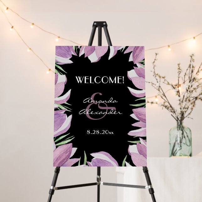 Watercolor Magnolia Floral Wedding Welcome Foam Board (In Situ (Stand))