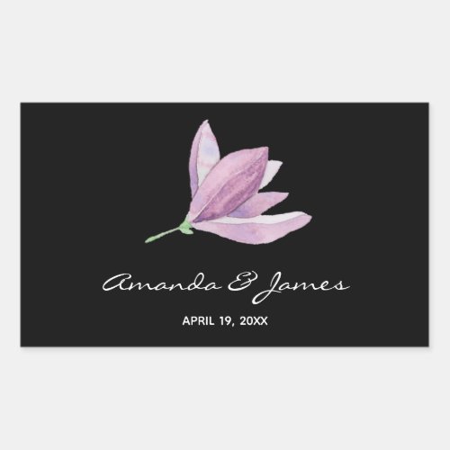 Watercolor Magnolia Flower Wedding Rectangular Sticker