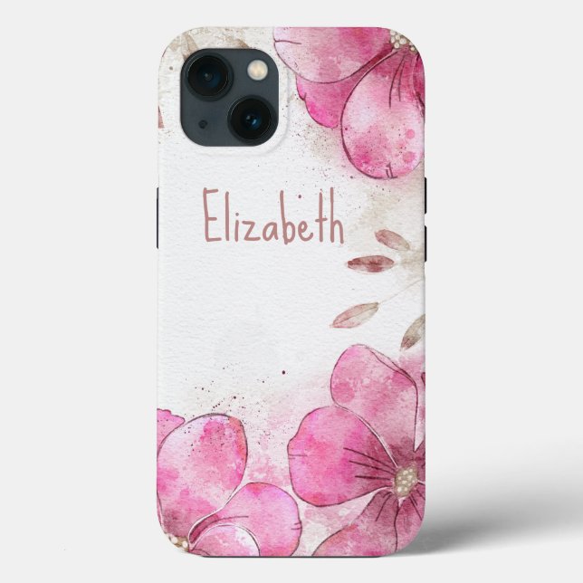 Watercolor Magnolia flowers iPhone case  (Back)