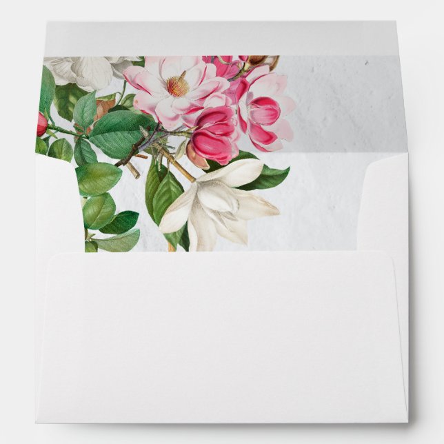 Watercolor Magnolia Flowers Wedding 5x7 Envelope (Back (Bottom))
