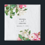 Watercolor Magnolia Flowers Wedding Favor Magnet<br><div class="desc">A beautiful watercolor Magnolia flower wedding design. A unique design that uses rustic vintage botanical Magnolia florals. An elegant white and pink retro floral design with a dash of greenery. A chic wedding favor design with modern elements. Matching wedding invitations and other stationery items are also available.</div>