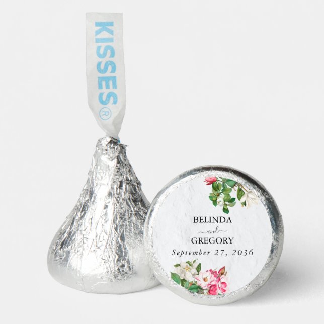 Watercolor Magnolia Flowers Wedding Hershey®'s Kisses® (Front)