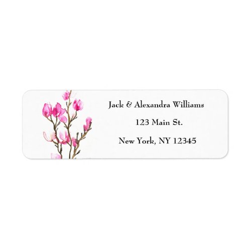 Watercolor Magnolia Pink Floral Return Address  Label
