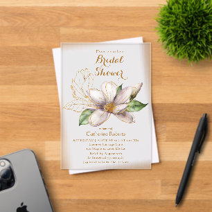 Watercolor Magnolia Purple Floral Bridal Shower Acrylic Invitations