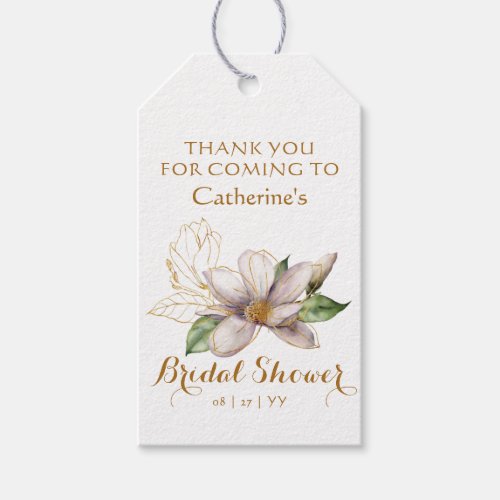Watercolor Magnolia Purple Floral Bridal Shower Gift Tags