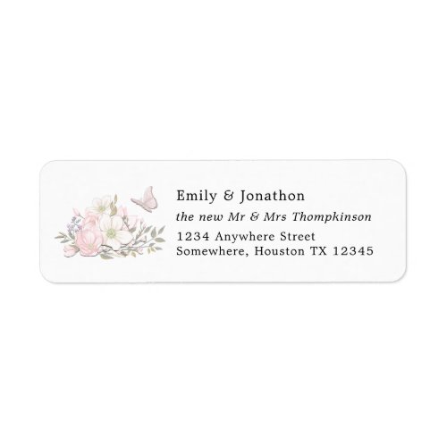 Watercolor Magnolia Return Name Address Wedding Label